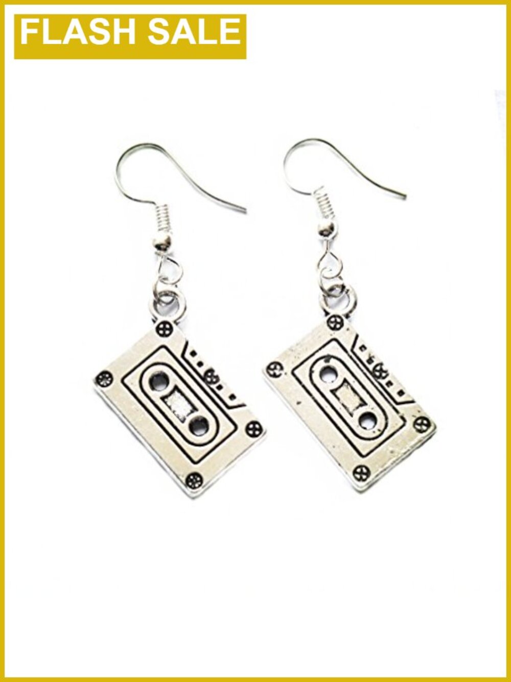 Cassette Earrings Retro Mixtape Funky Jewelry White Cubic Zirconia Stones Dangle